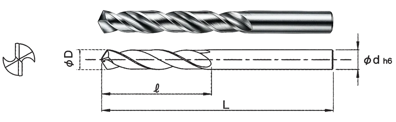 WIDIN SSDL ロングソリッドスパイラルドリル（ロング 超硬ソリッドドリル） 2枚刃 8×D 118°先端角