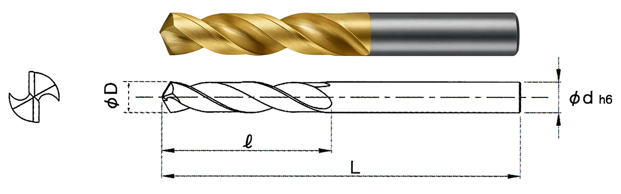 TiNコーティング 窒化チタン ウィディン SSTD ソリッドスパイラルドリル（超硬ソリッドドリル） 2枚刃 3×D 118°先端角