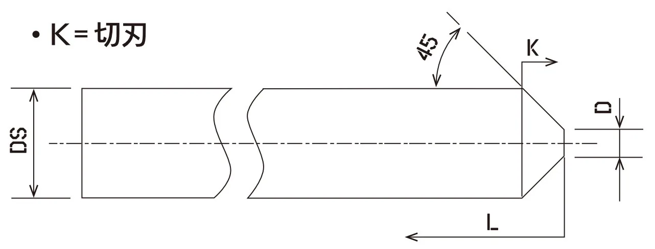 東陽（ToYo Tool）ツイストチャンファーミル90°面取り加工用エンドミルの設計図